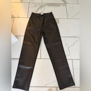 Sleek Brown Faux Leather Pants